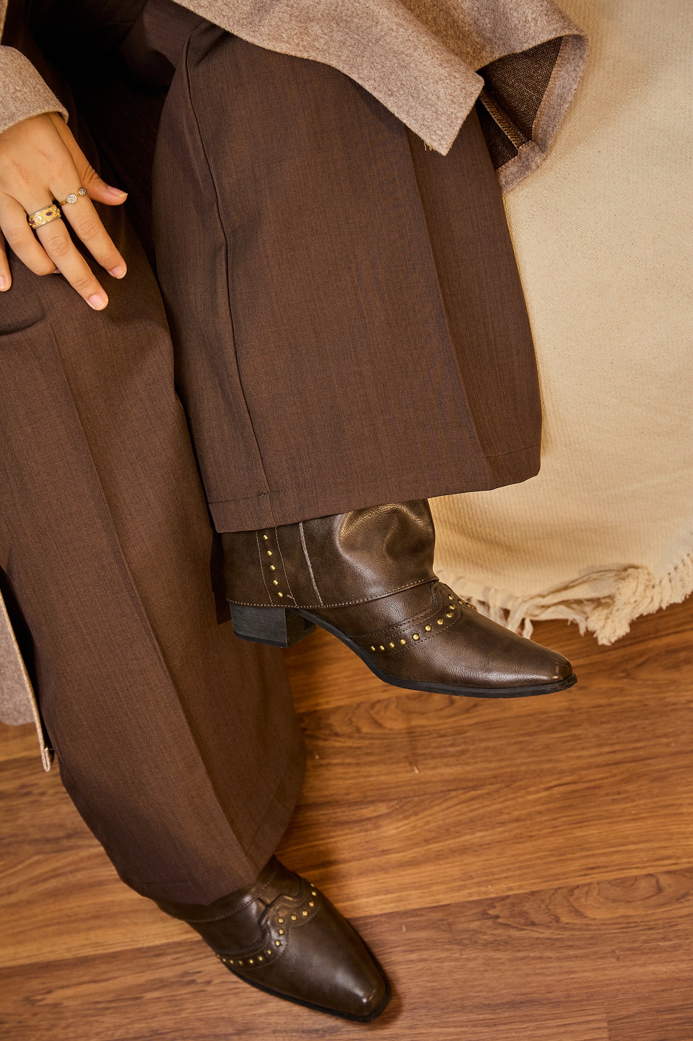Tailored Classic pants With Belt - Brown