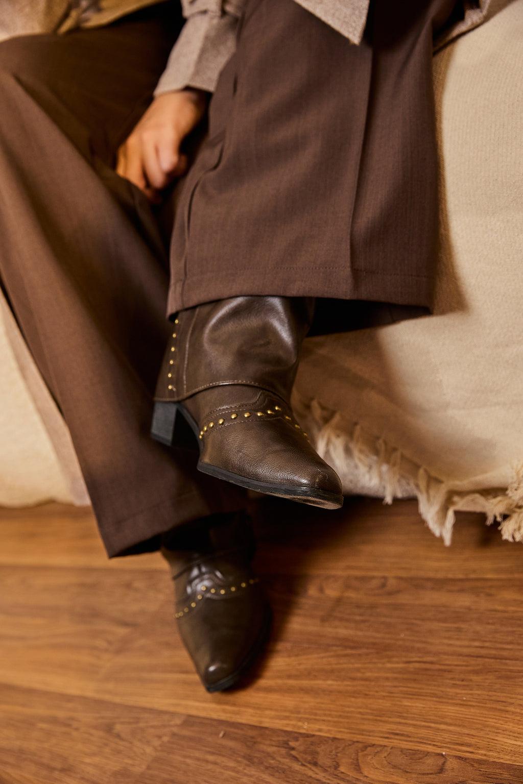 Tailored Classic pants With Belt - Brown