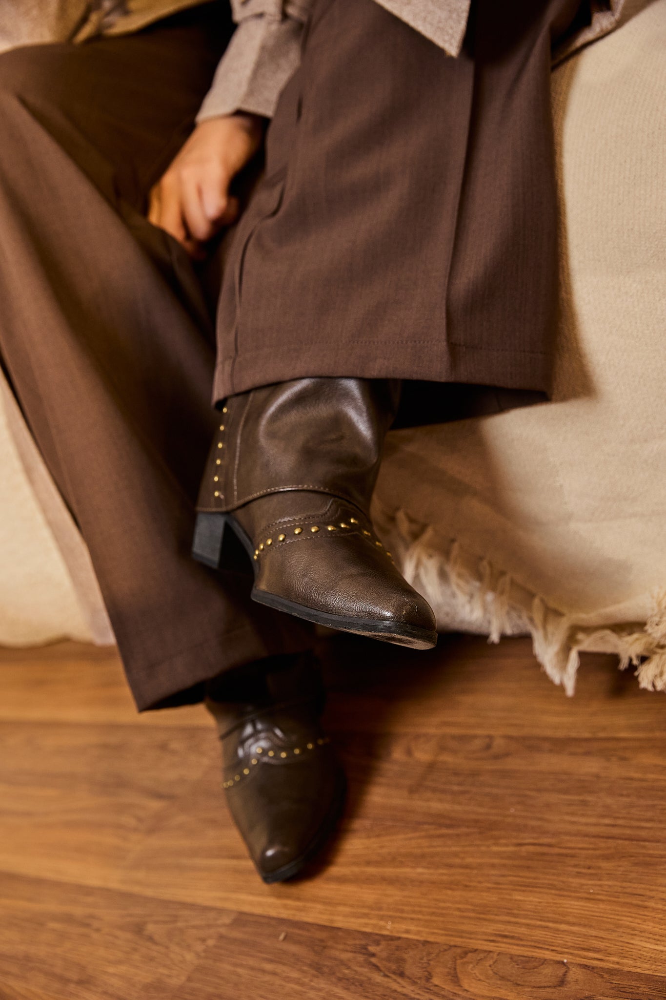 Tailored Classic pants With Belt - Brown