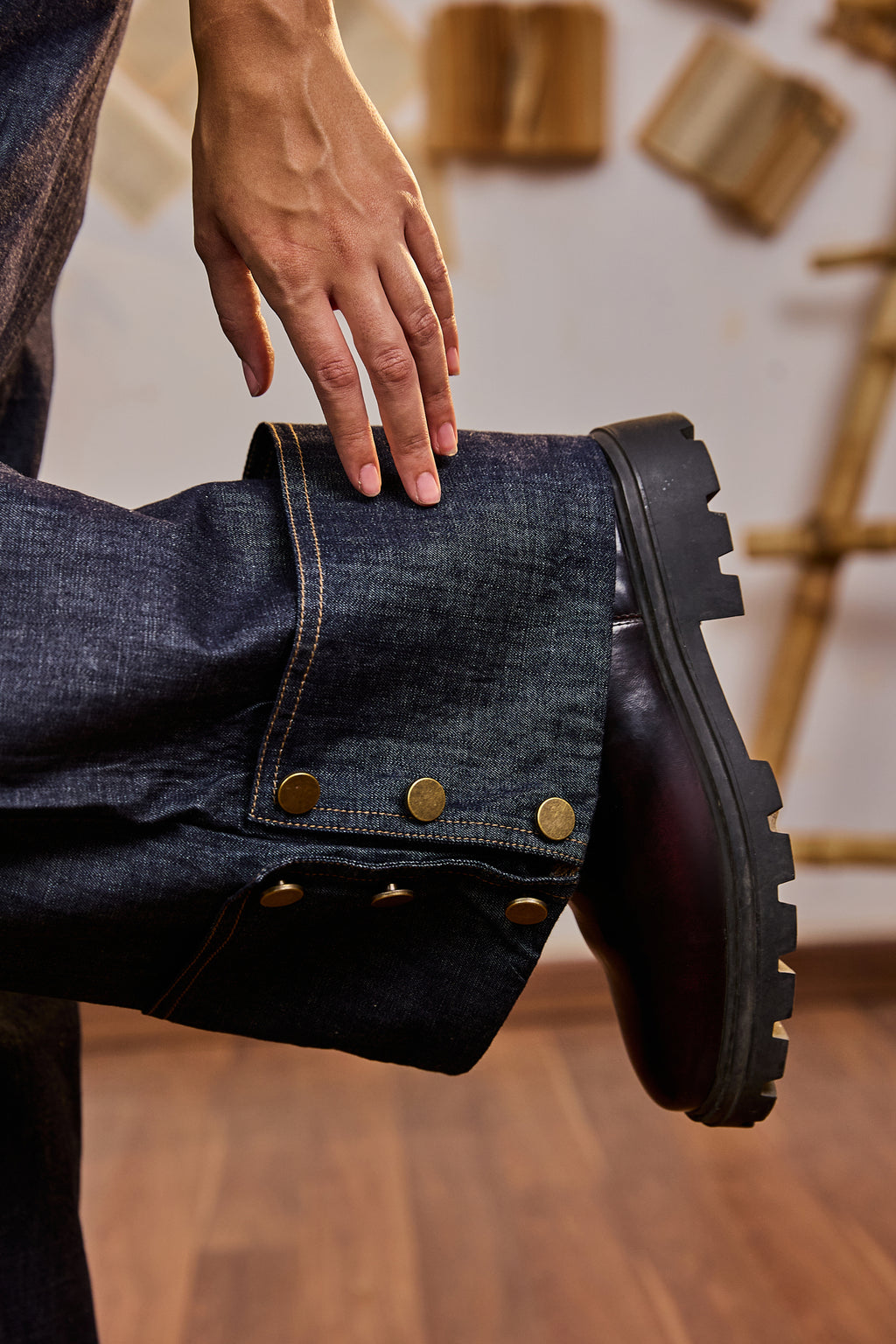 Buttoned Denim Gold Buttons