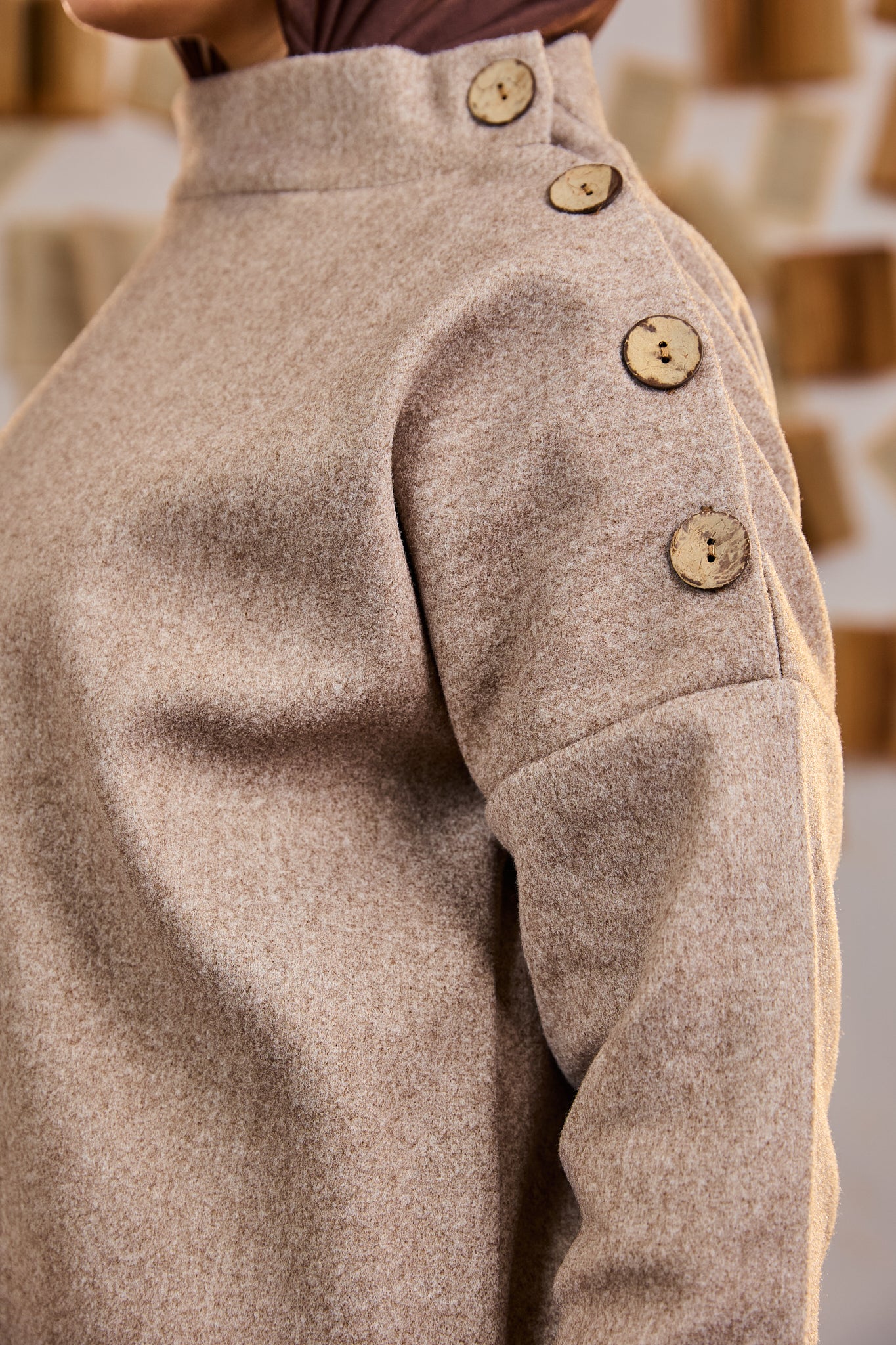 Asymmetrical coat - beige – khan el hala
