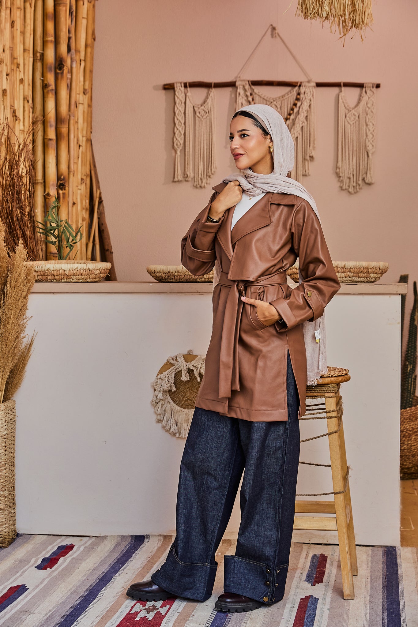 The Classic Leather Coat - Brown