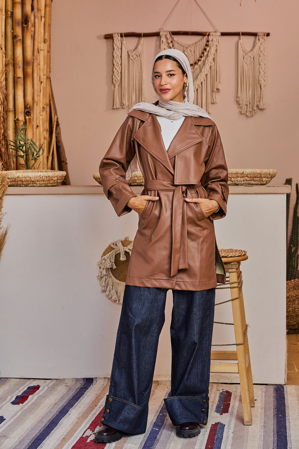 The Classic Leather Coat - Brown