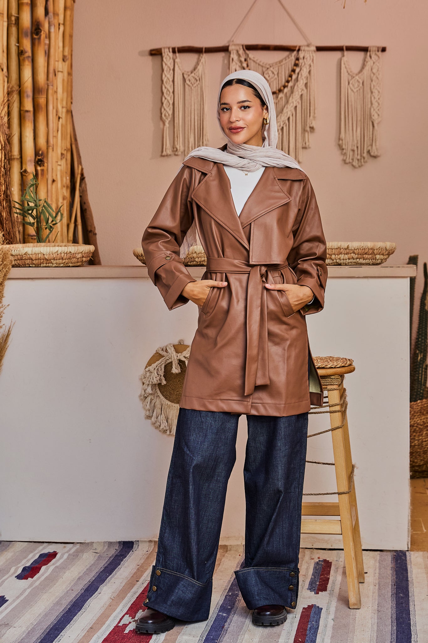 The Classic Leather Coat - Brown