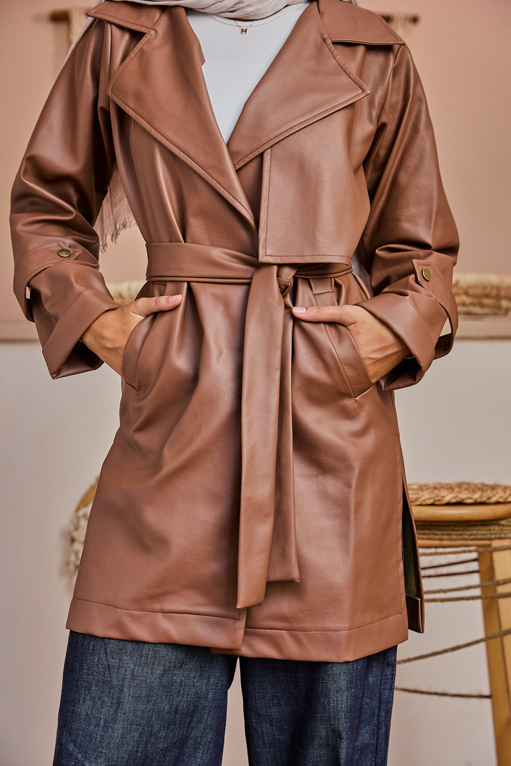 The Classic Leather Coat - Brown