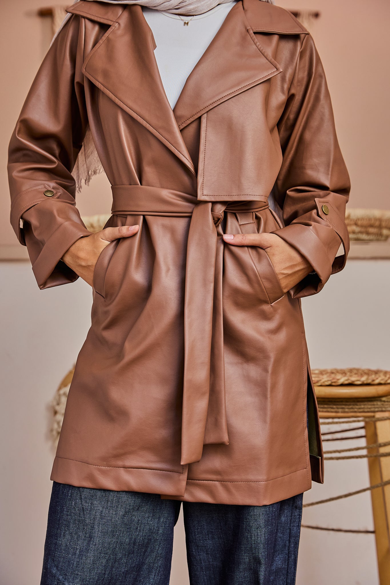 The Classic Leather Coat - Brown