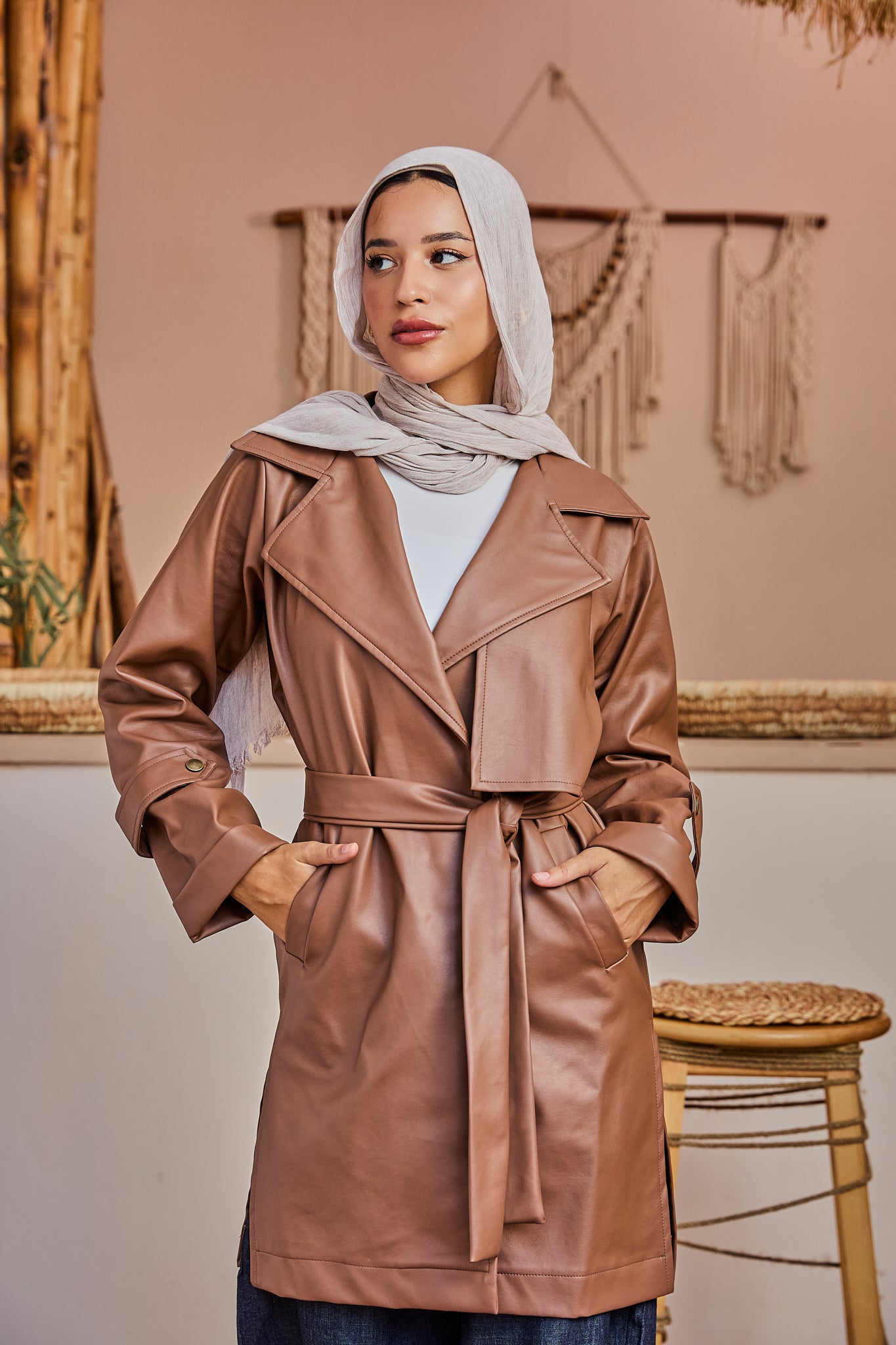 The Classic Leather Coat - Brown