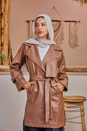 The Classic Leather Coat - Brown