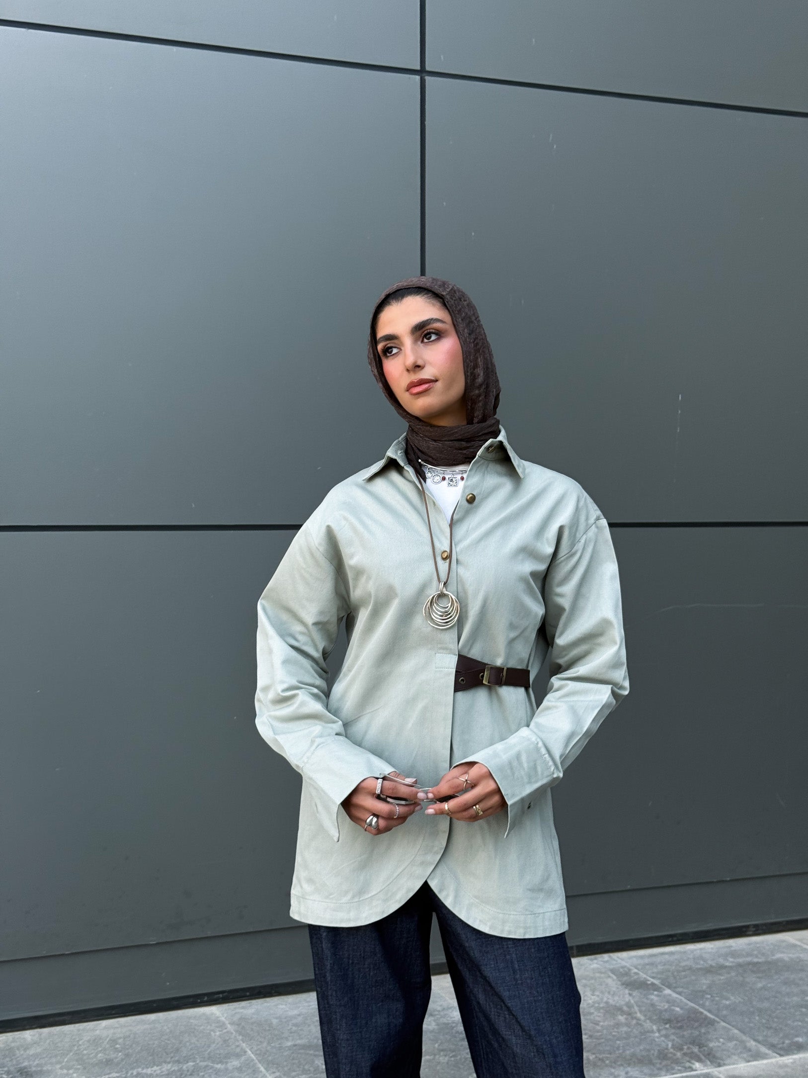 Side belt shirt - Mint