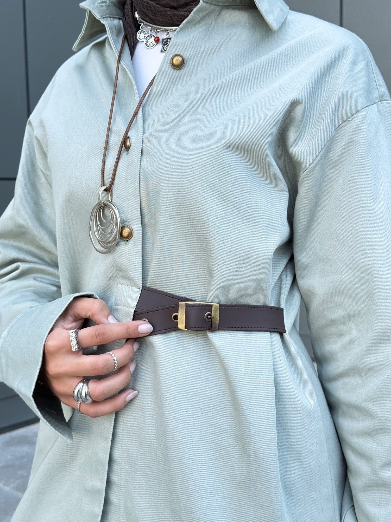 Side belt shirt - Mint