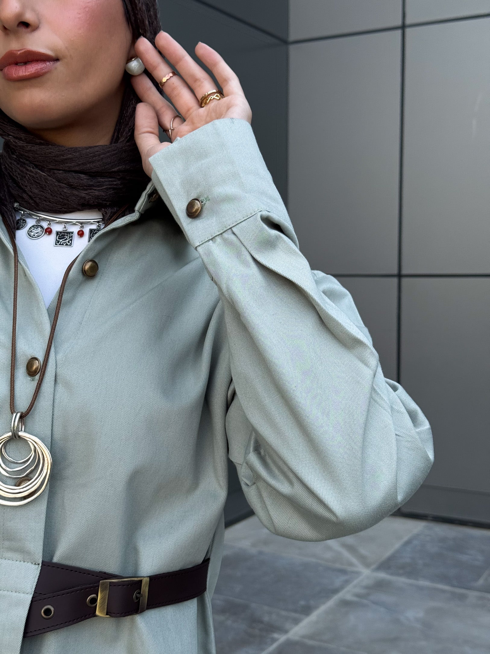 Side belt shirt - Mint