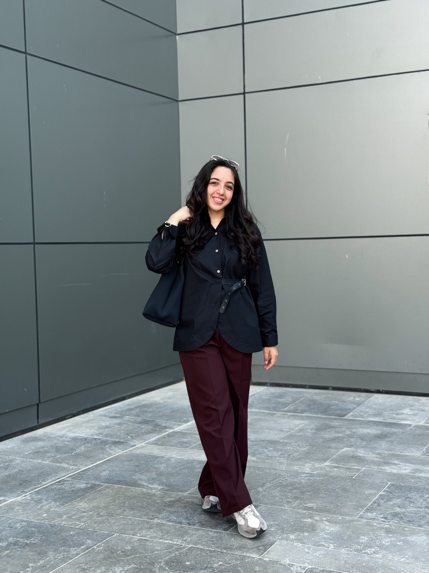 Side belt shirt - Black