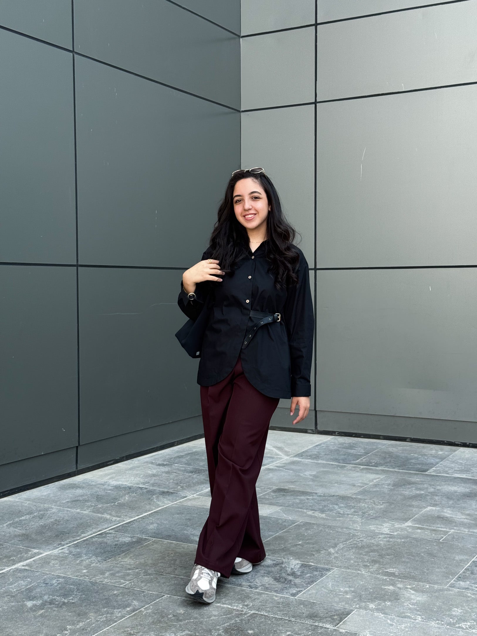 Side belt shirt - Black