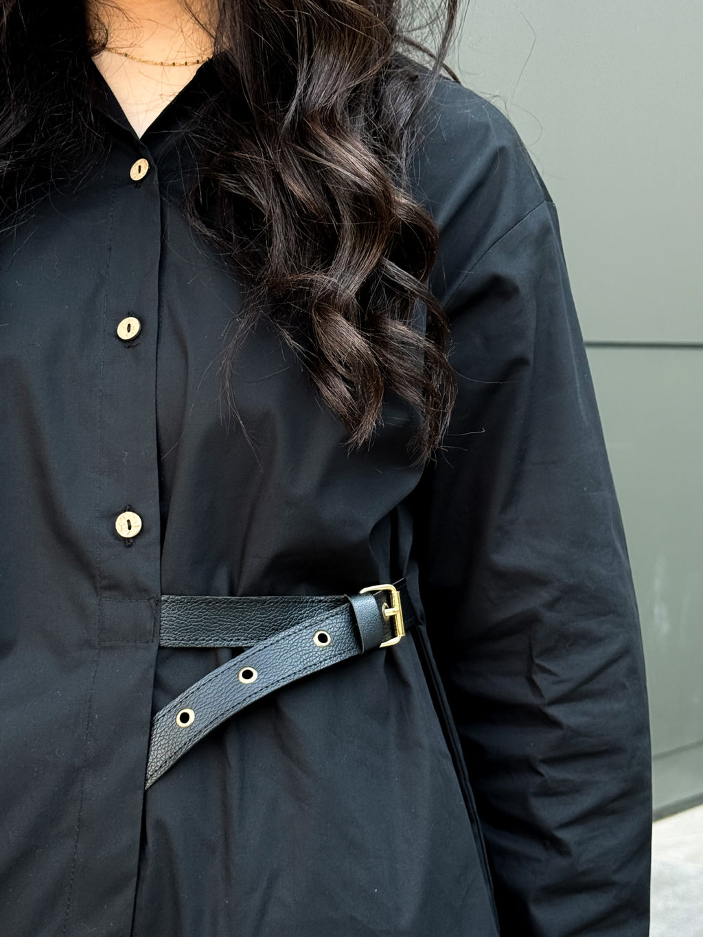Side belt shirt - Black